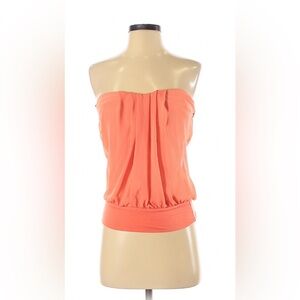 Arden B Coral Strapless Blouson Top